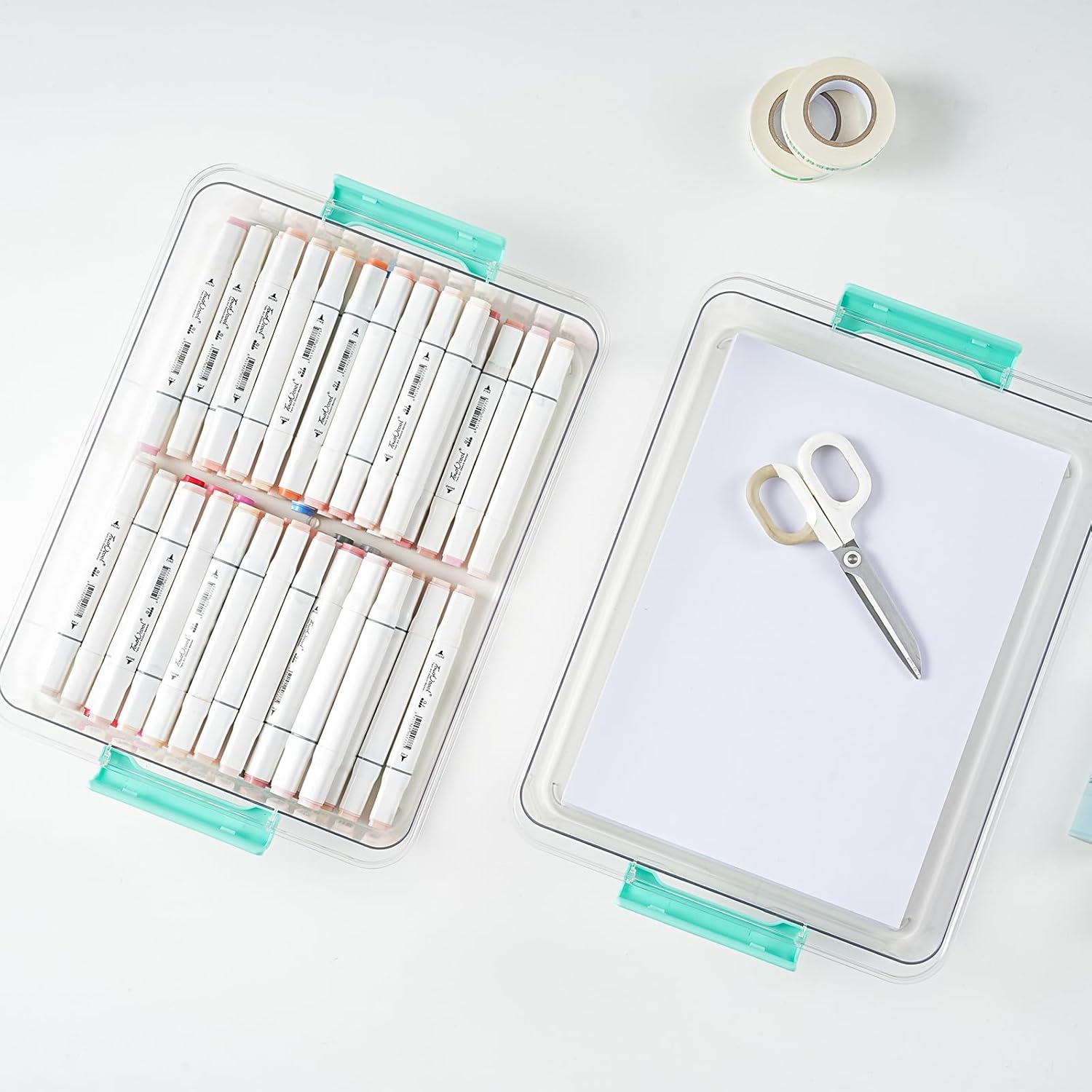 6 QT Clear Plastic Storage Bins with Lids, Stackable Sensory Bin Tools, Arts Crafts Organizers and Storage Containers with Lids for Home, Office, Classroom and Workshop Organization, 4 Pack