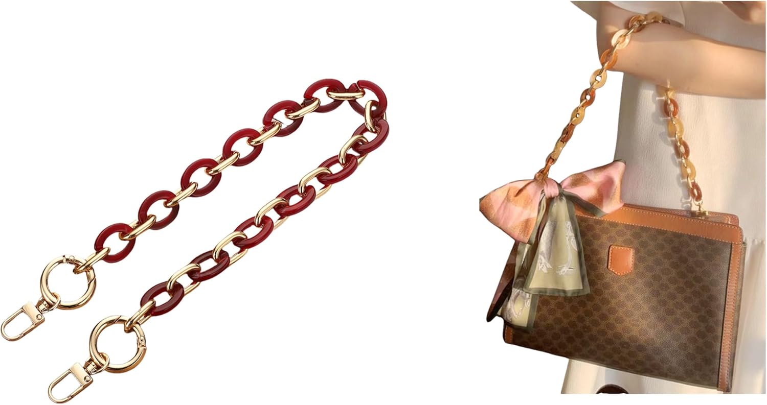 Acrylic Resin Chain Purse Strap 23.6IN Purse Transparent Chain DIY BagChain Gift for Office,Travel & DIY Creator