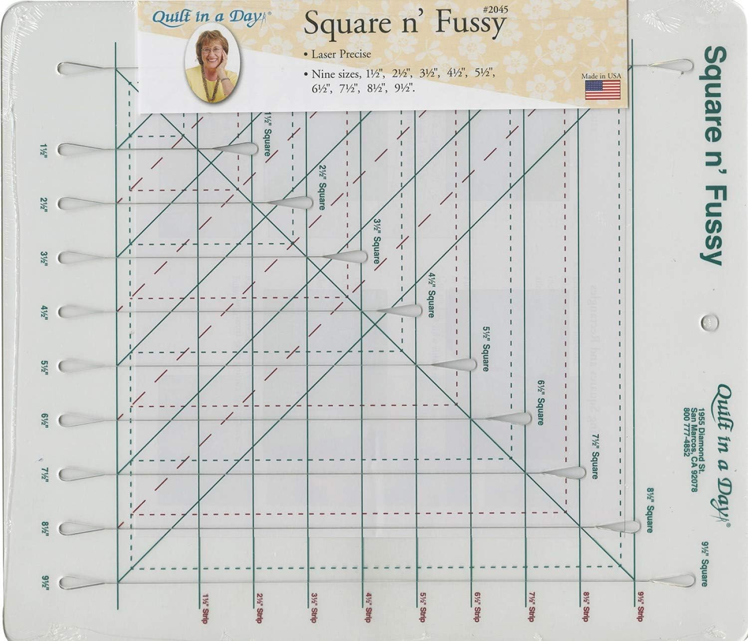 Quilt in a Day Square N' Fussy Ruler, 1.5" To 9.5", Clear