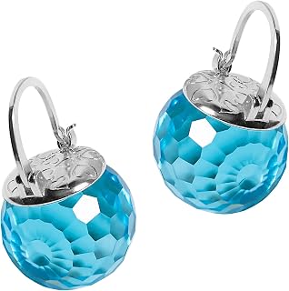 Austrian Crystal Earrings for Women, 925 Sterling Silver, Platinum Plated, Sparkly Crystal Ball Dangle Earrings, Hypoallergenic, Sparkling Unique Jewelry
