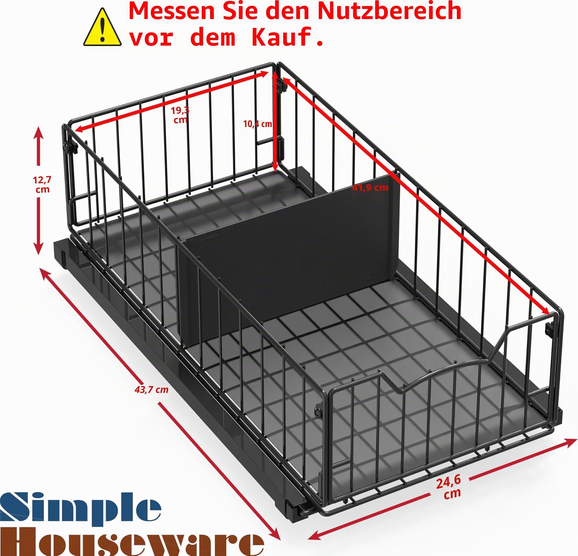 Simple Houseware Ausziehbarer Schrank-Schiebekorb, Schwarz