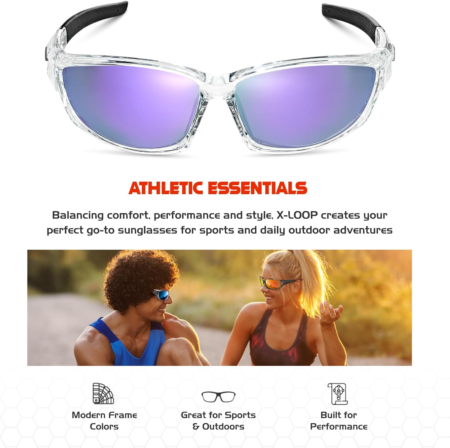 X LOOP Polarized Sports Sunglasses for Men - UV400 Baseball Running Cycling Golf Glasses - Image 2