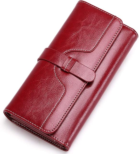 SENDEFN Leather Purses for Women, RFID Blocking Wallet for Women, Long Ladies Purse with Multiple Card Slots and Zipper Compartment
