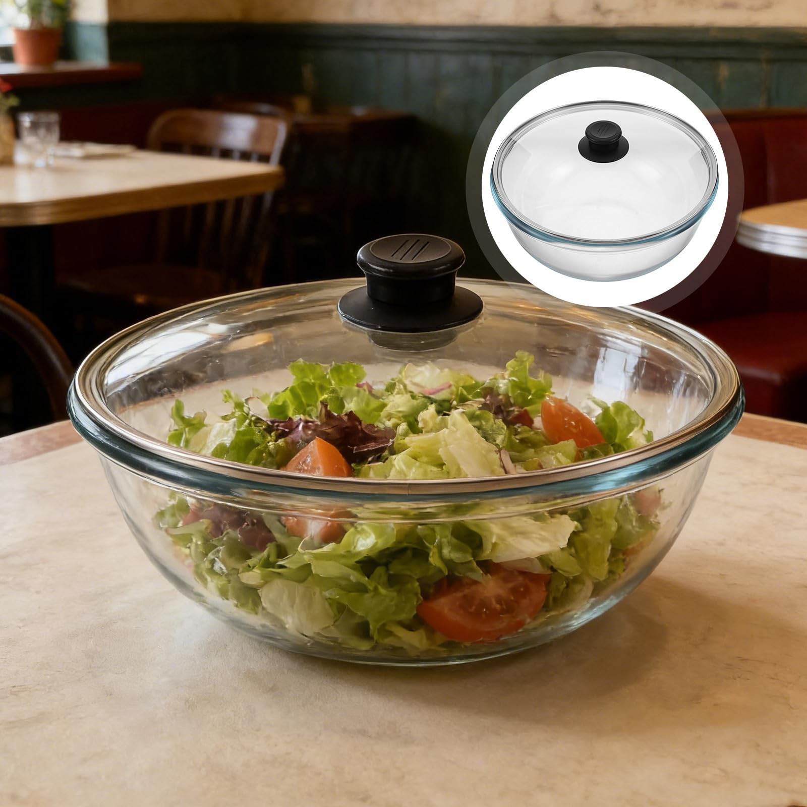 Glas Schüssel mit Deckel 5700ml Ofenfest und Luftdicht zum Brotteig Mischen und Salate Zubereiten Multifunktionale Rührschüssel für Küche und Backen