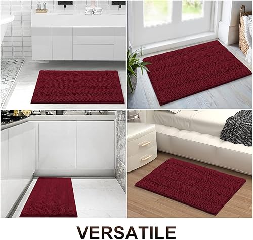 Miniatura 8 de Grandaily Alfombras de baño de felpilla a rayas de 60 x 24 pulgadas, extra gruesas y absorbentes, antideslizantes, de felpa suave, lavable a