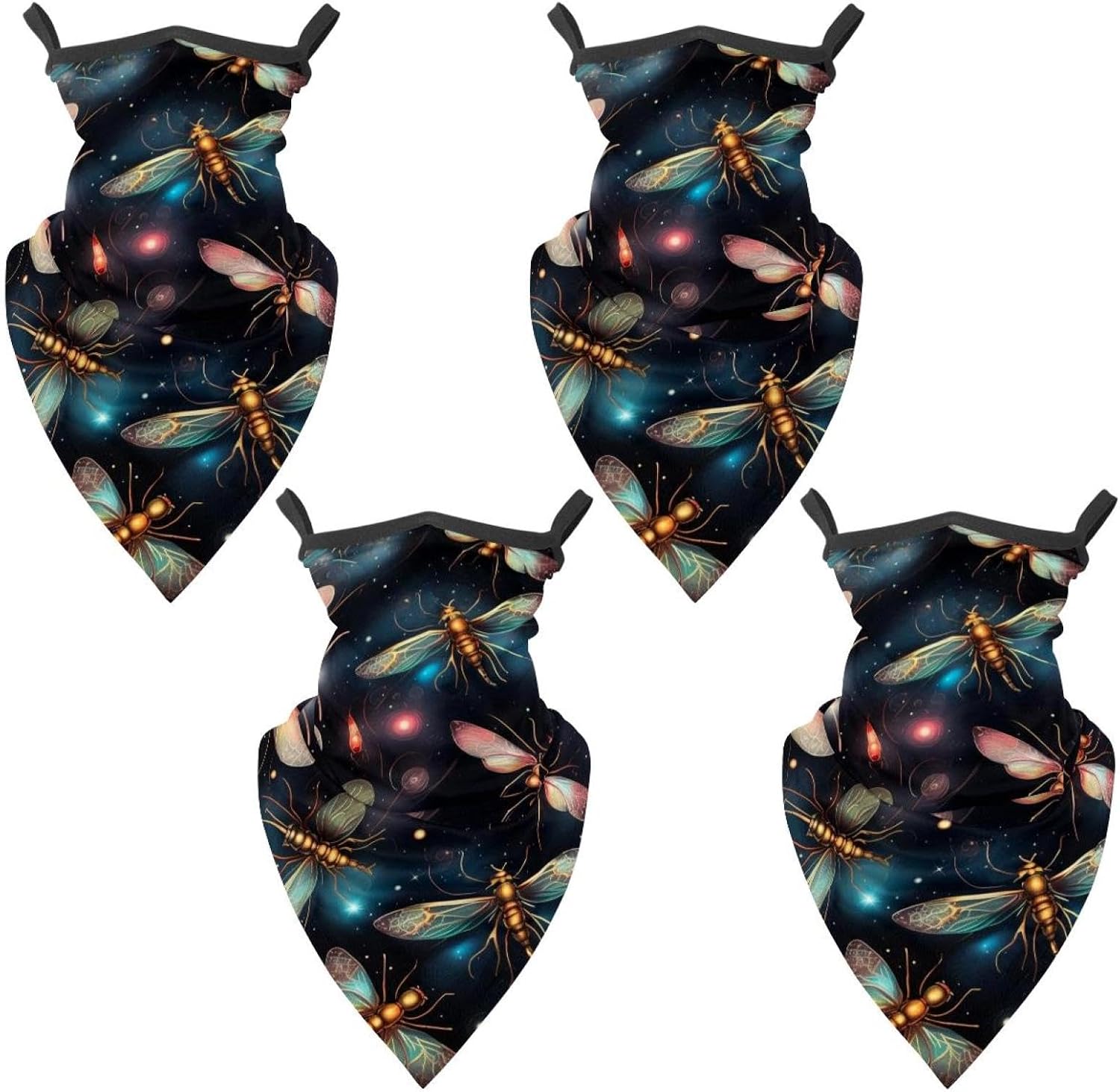 4 Pack Firefly Neck Gaiter Face Cover Scarf, Breathable Sun & Wind-proof for Skiing Fishing Hiking Cycling