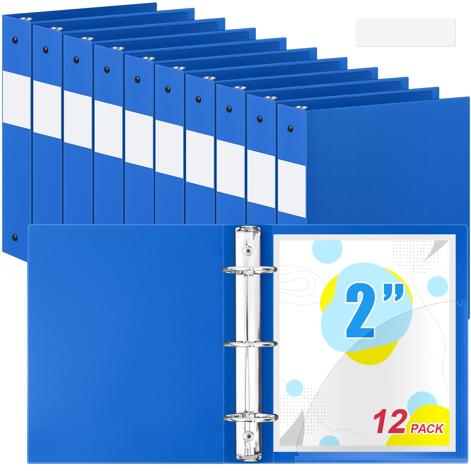 Henoyso 12 raccoglitori a 3 anelli, 5 cm, in plastica flessibile, per lettere da 21 x 28 cm, può contenere 300 fogli con 1 tasca, per ufficio e scuola (blu)