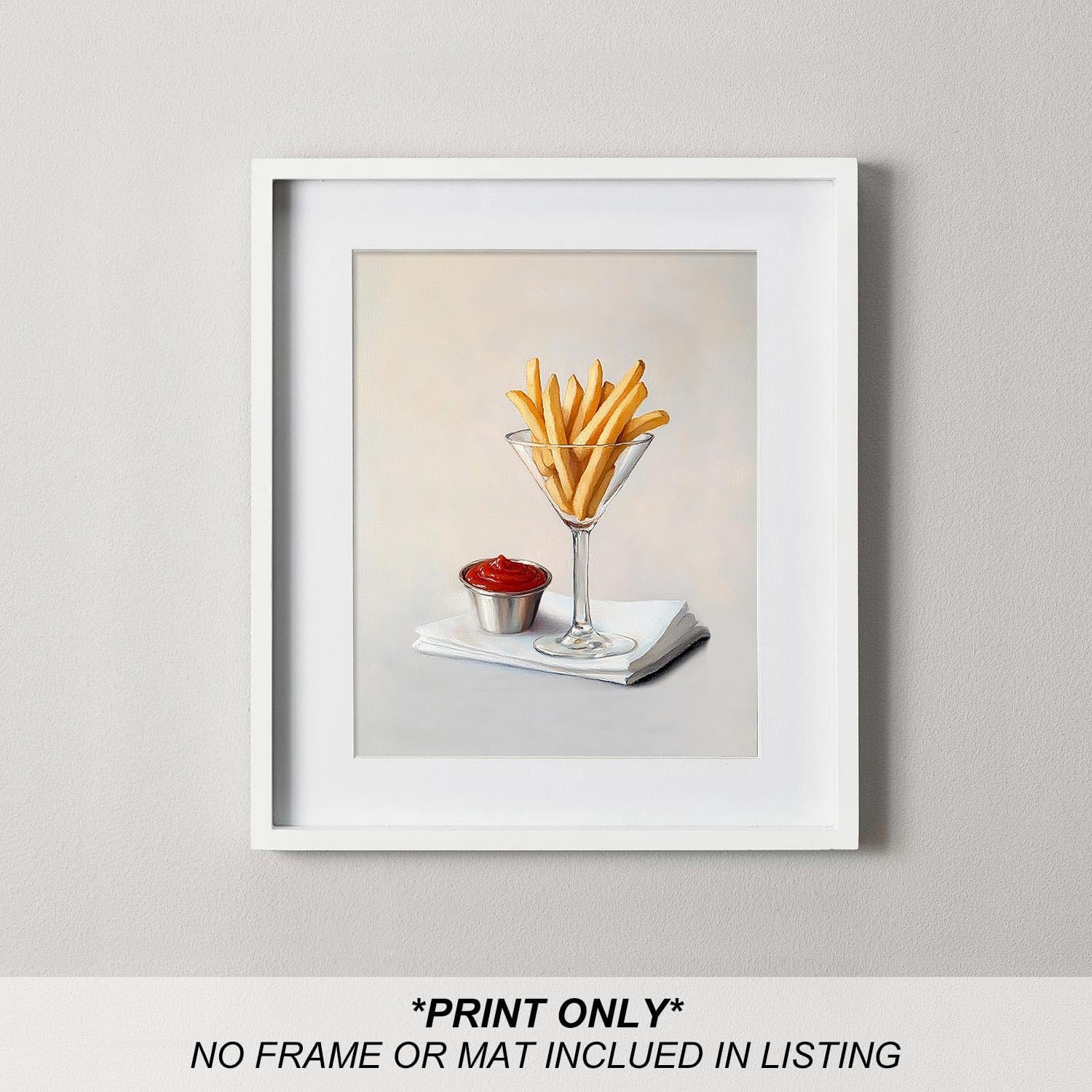 heilkee Vintage Kitchen Wall Art Music Decor Funny Food Paintings Disco Ball Pictures Pancakes Martini Prints Set of 4(UNFRAMED 8x10in) - Image 8