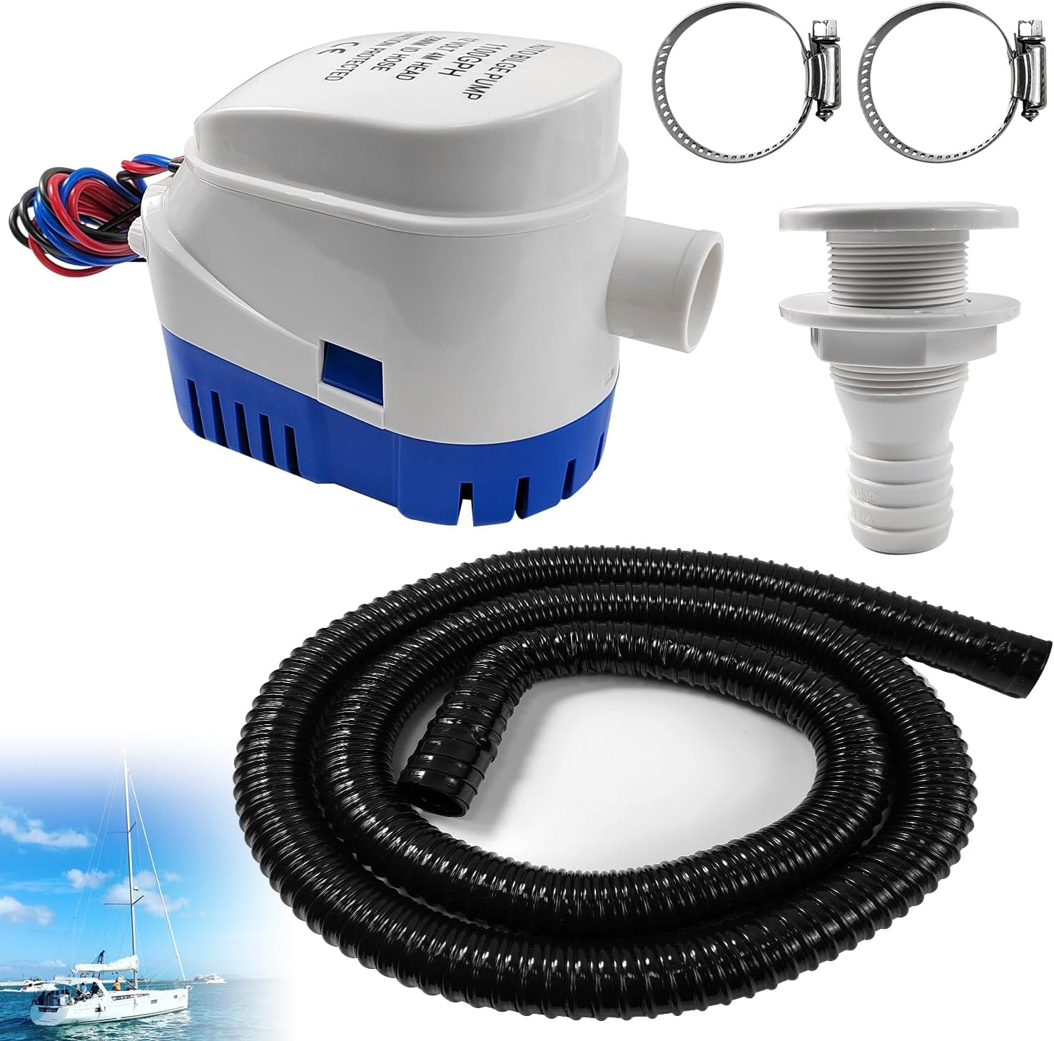 Automatic Boat Bilge Pump Kit for Boats, 11/8 Inch Bilge
