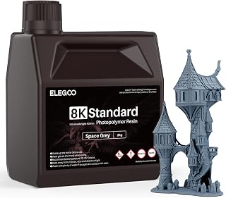 ELEGOO Upgraded 8K Standard Photopolymer 3D Printer Resin, 405nm UV-Curing Resina for 8K/12K/14K/16K Saturn LCD MSLA DLP Impresora Space Grey 2000g