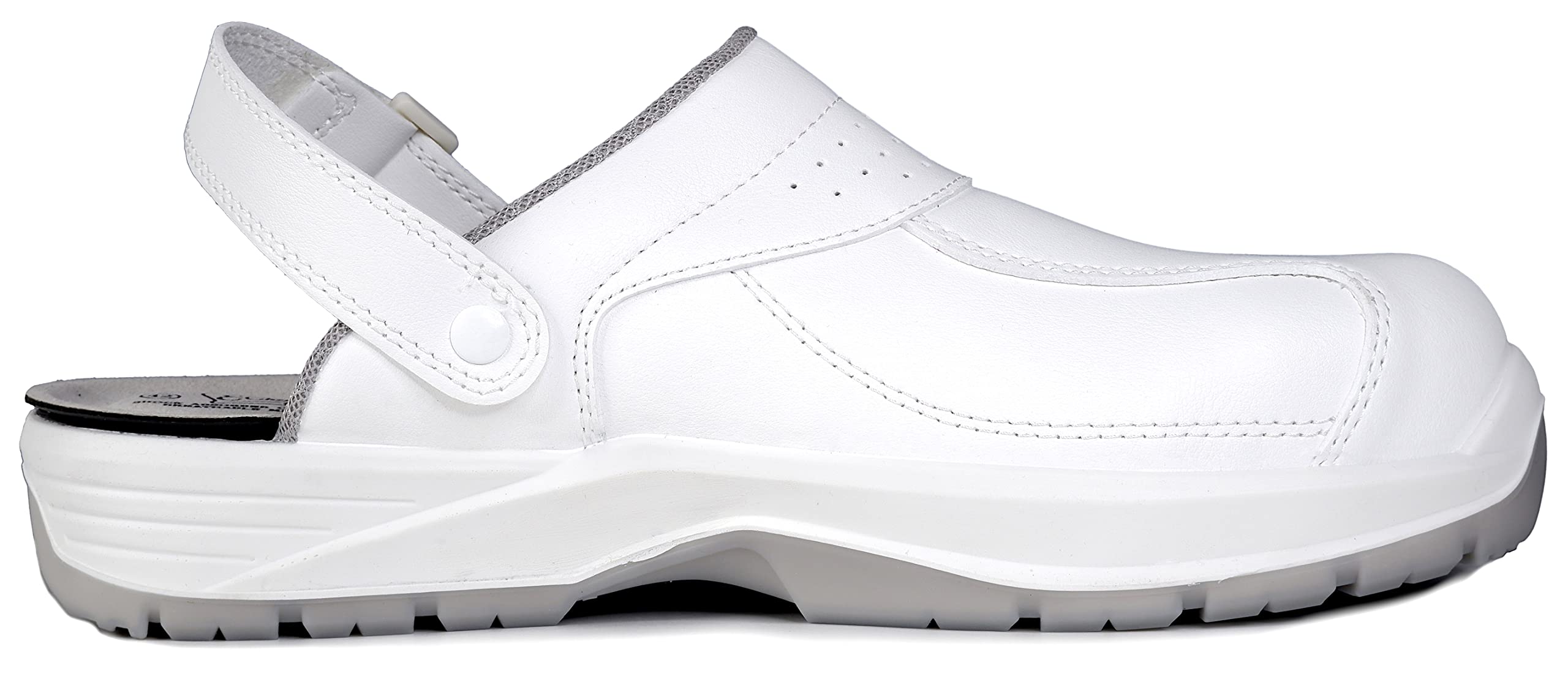 Zoccolo E-Chef Bianco, Ciabatta Antinfortunistica da Cuoco, Scarpe da Cuoco - Scarpe da Cucina EN ISO 20345:2011 SB A-E-WRU SRC