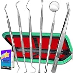 G.CATACC Dental Tools, Dental Pick Teeth Cleaning Tools Hygiene Kit, Plaque Remover for Teeth, Professional Stainless Steel Tooth Scraper Plaque Tartar Cleaner - with Case