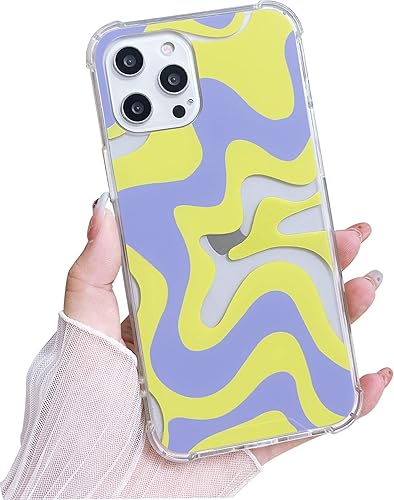 Miniatura 10 de Ginkgonut Funda compatible con iPhone 14 Pro, diseño ondulado simple y simple para mujeres y niñas, funda de TPU suave + protección de policarbonato