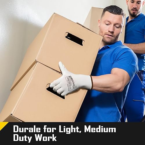 Miniatura 3 de COOLJOB Paquete de 1260 pares de guantes de trabajo de seguridad a granel con revestimiento de poliuretano de agarre, guantes de punto sin costuras