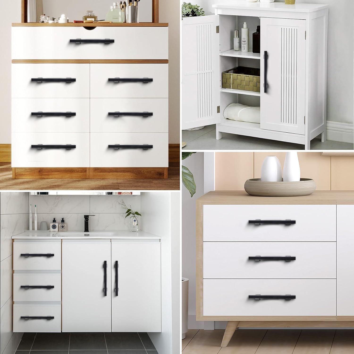 NEGS 5 inch Cabinet Handle Cabinet Handles Black Matte Black Cabinet Hardware Black Kitchen Cabinet Hardware Solid Handle Super Deluxe 6-Pack