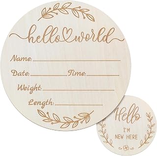 ZIEYOMI Baby Announcement Sign - Hello World Newborn Name Sign for Nursery & Hospital - Welcome Baby Shower Prop Board