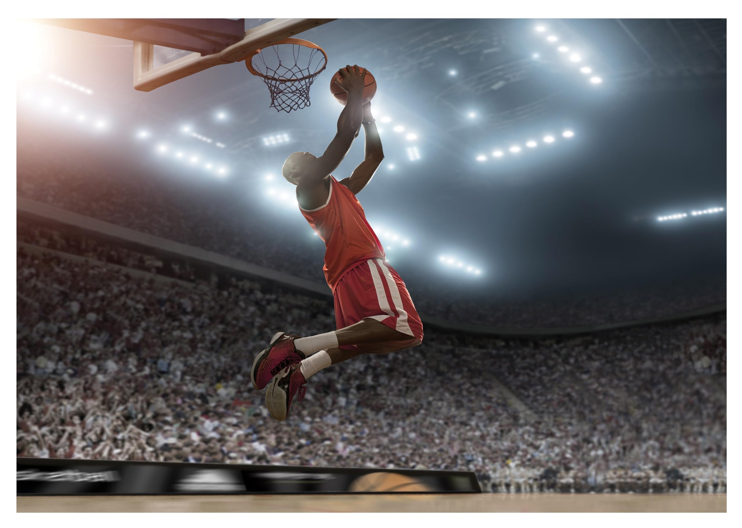 WallArena Vlies Fototapete, Basketball, 368x254cm | Fototapeten - Tapeten - für Wohnzimmer Schlafzimmer - Vliestapete Wandtapete Tapete 3D Effekt- inkl. Kleister