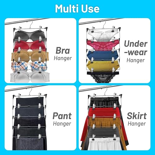 Miniatura 3 de DEILSY™ Perchas de falda de 5 niveles con clips (paquete de 3) para pantalones que ahorran espacio múltiple en uno con clip, múltiples perchas para