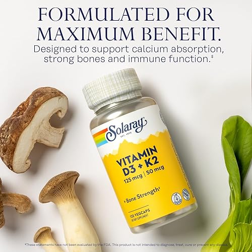 Miniatura 4 de SOLARAY Vitamina D3 K2 y glicinato de magnesio  Paquete de salud ósea  Absorción de calcio, nervios, corazón e inmune apoyo con 5000 UI de vitamina