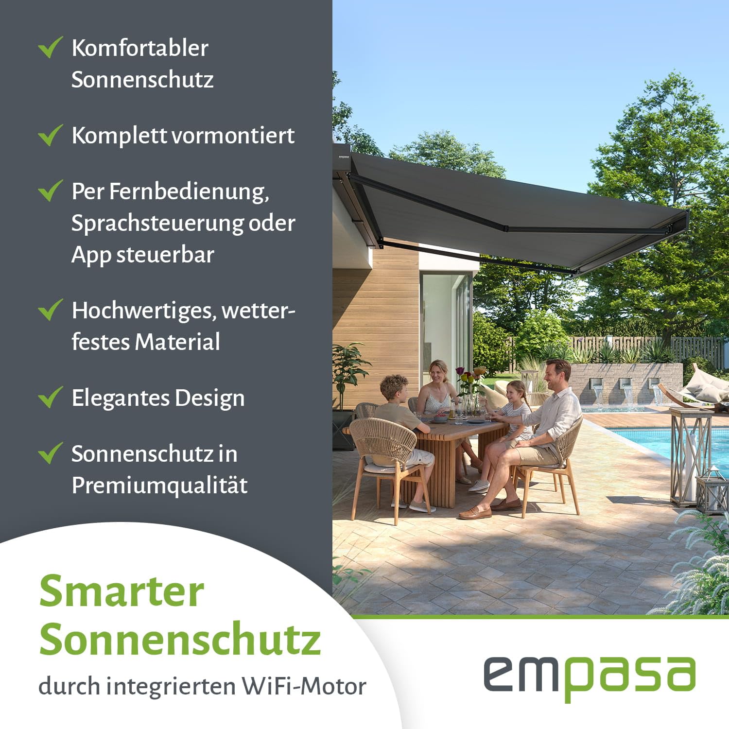 empasa elektrische Vollkassettenmarkise Cube ONE Smart Home kompatibel