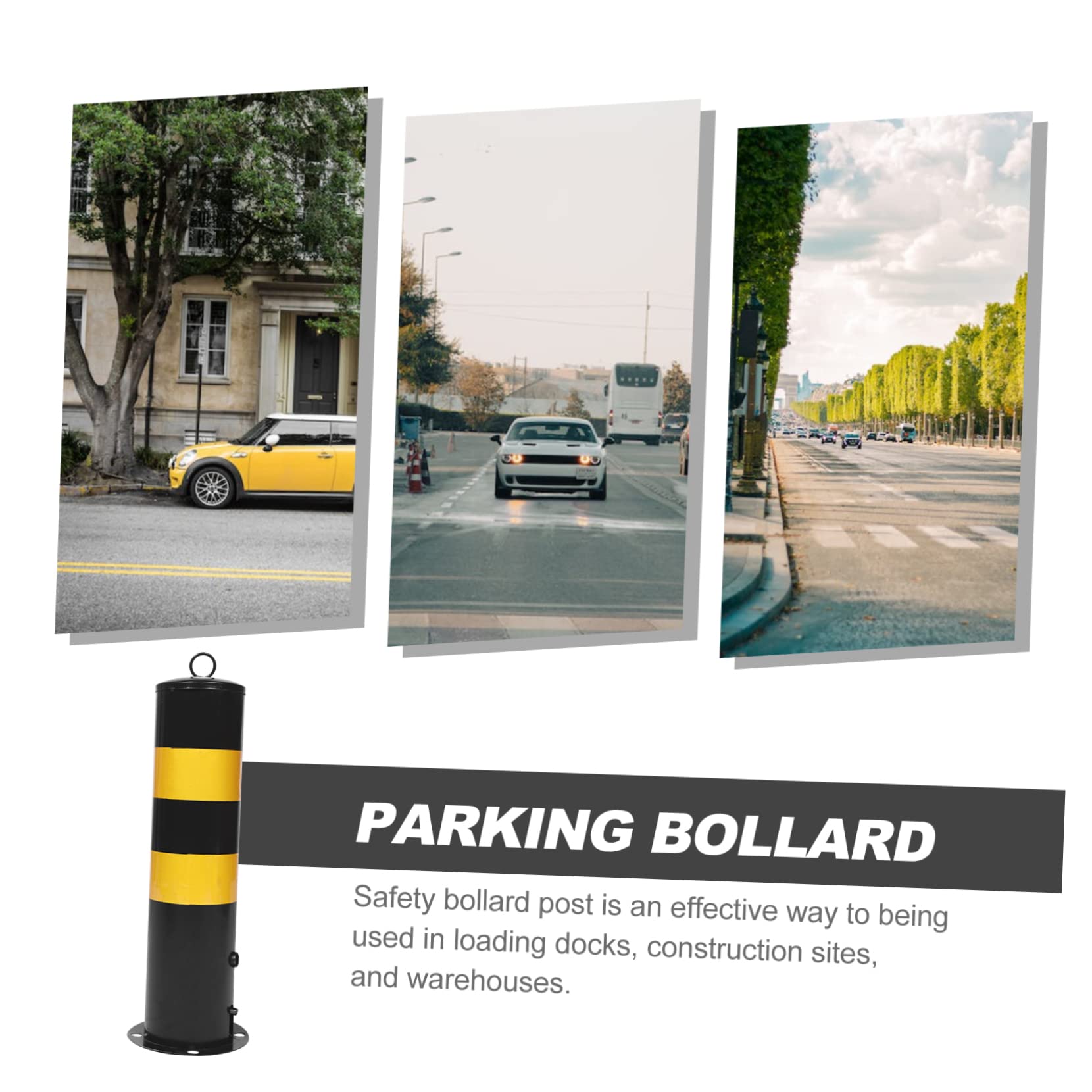 Barrière de Parking Poteau de Sécurité, en Acier Noir Extérieur