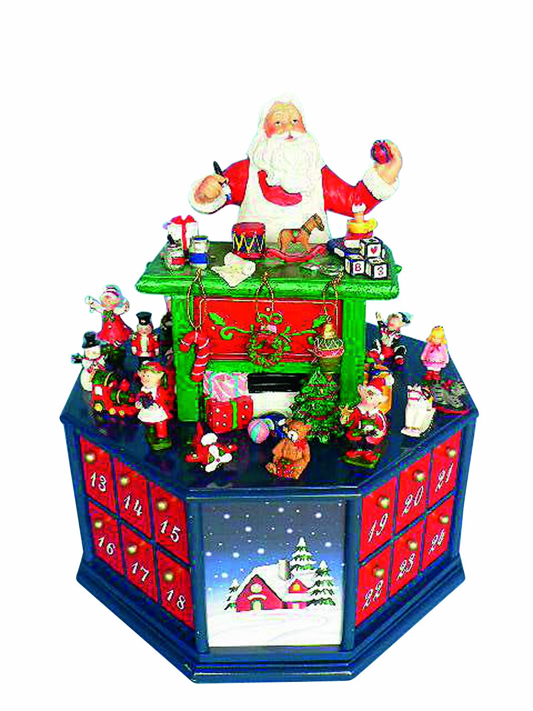 53073 Advent Calendar Santa's Workshop Music Box, Plays 24 Compartments Melody Santa Claus is Coming to Town