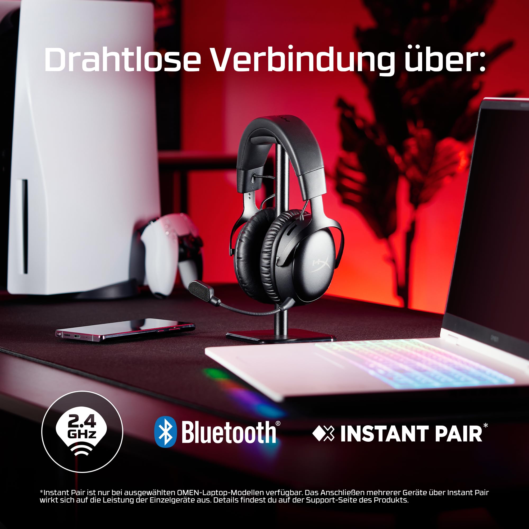 HyperX Cloud III S Wireless Gaming Headset mit bis zu 120 Std. Akkulaufzeit | Gaming & Streaming, 2,4 GHz & Bluetooth, Memory-Schaumstoff, Klare Sprach-Chats, Geräteübergreifende Nutzung