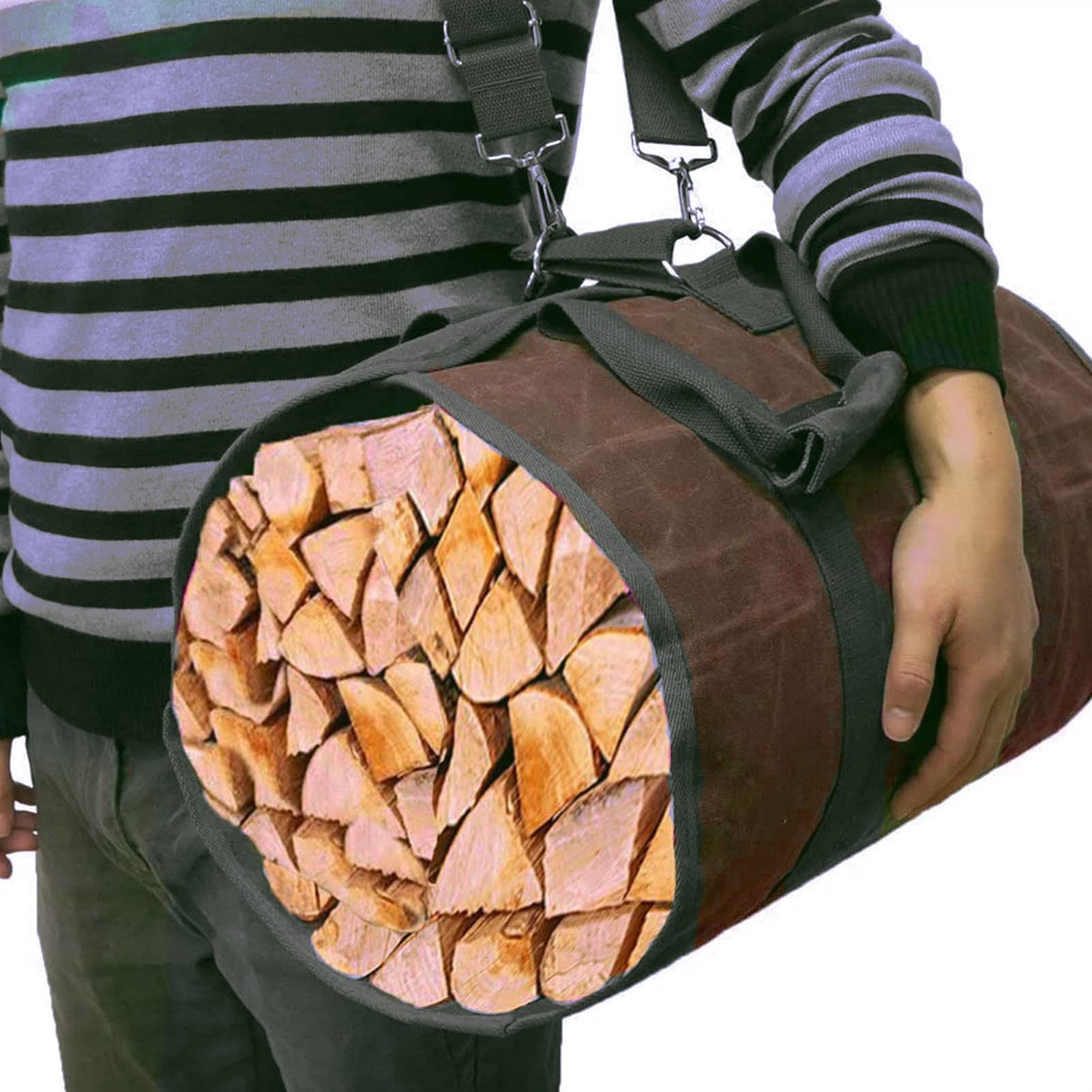 Outdoor Canvas Firewood Storage Bag - Trwała torba transportowa do drewna i narzędzi kempingowych