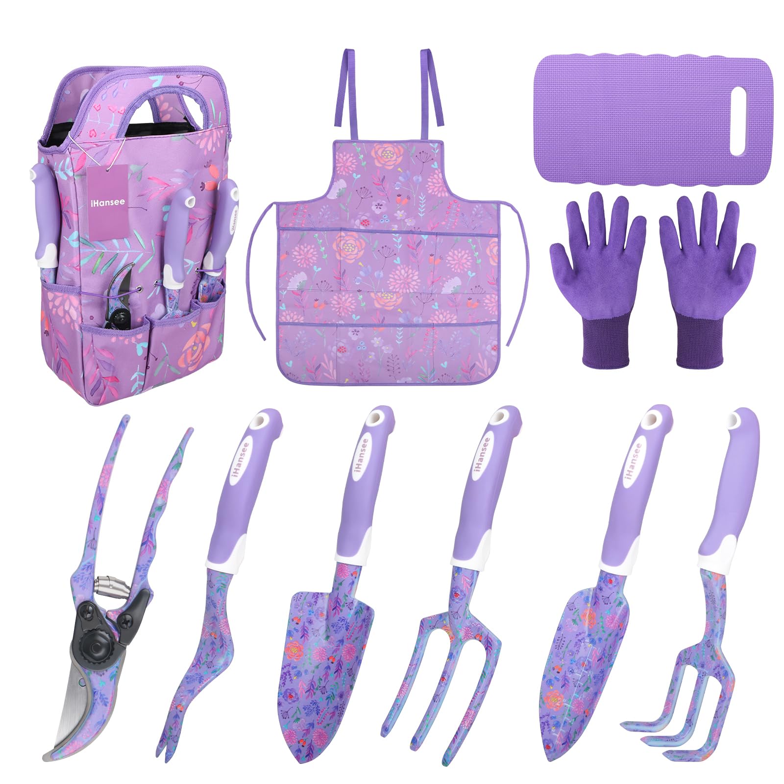 iHansee 10-Piece Purple Garden Tool Set