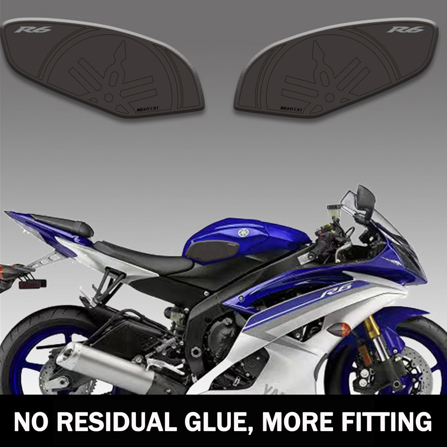 NIGHT CAT Motorcycle Traction Pad for YZF-R6 2008-2016, Fishbone Anti-Skid Protection Pad