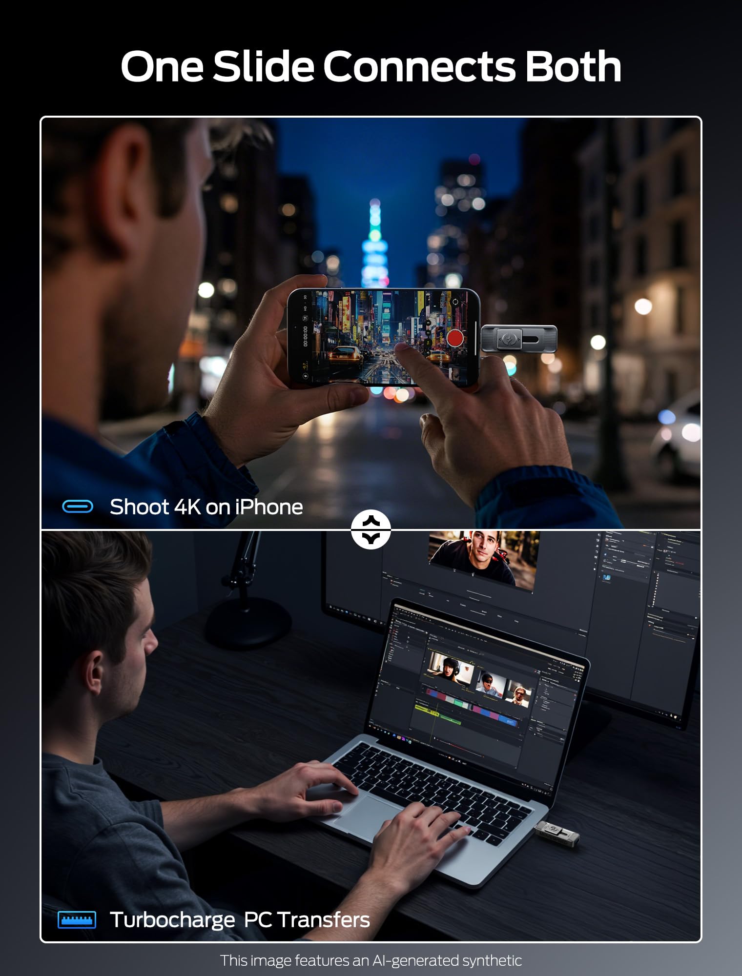 MOVE SPEED Unidades de estado sólido de 512 GB con puertos duales y diseño push-pull, velocidad de lectura de 550 MB/s, unidad SSD portátil tipo C + USB 3.2 para iPhone 15/16/Android/Mac