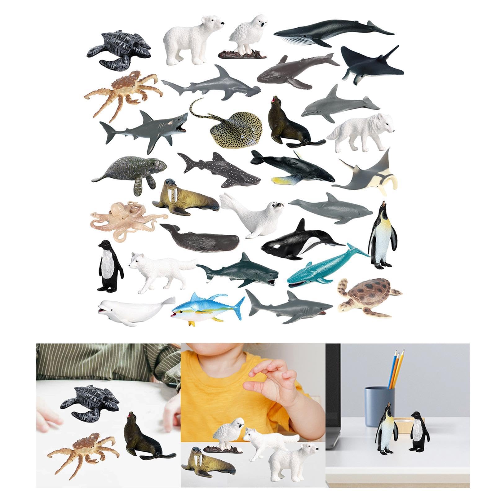 Sharplace 32x Modelos de Animales Marinos, Modelo de Animal Artificial, Juguete de Simulación de Animales Marinos, Modelo de Animales para Niños, Y