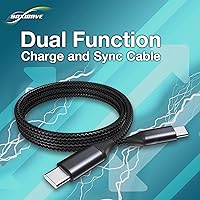 Vista 7 de BoxWave Cable Compatible with JOLIKE D22 - DirectSync PD Cable (3ft) - USB-C to USB-C (100W), Type C Braided Charge and Fast Sync - Jet Black