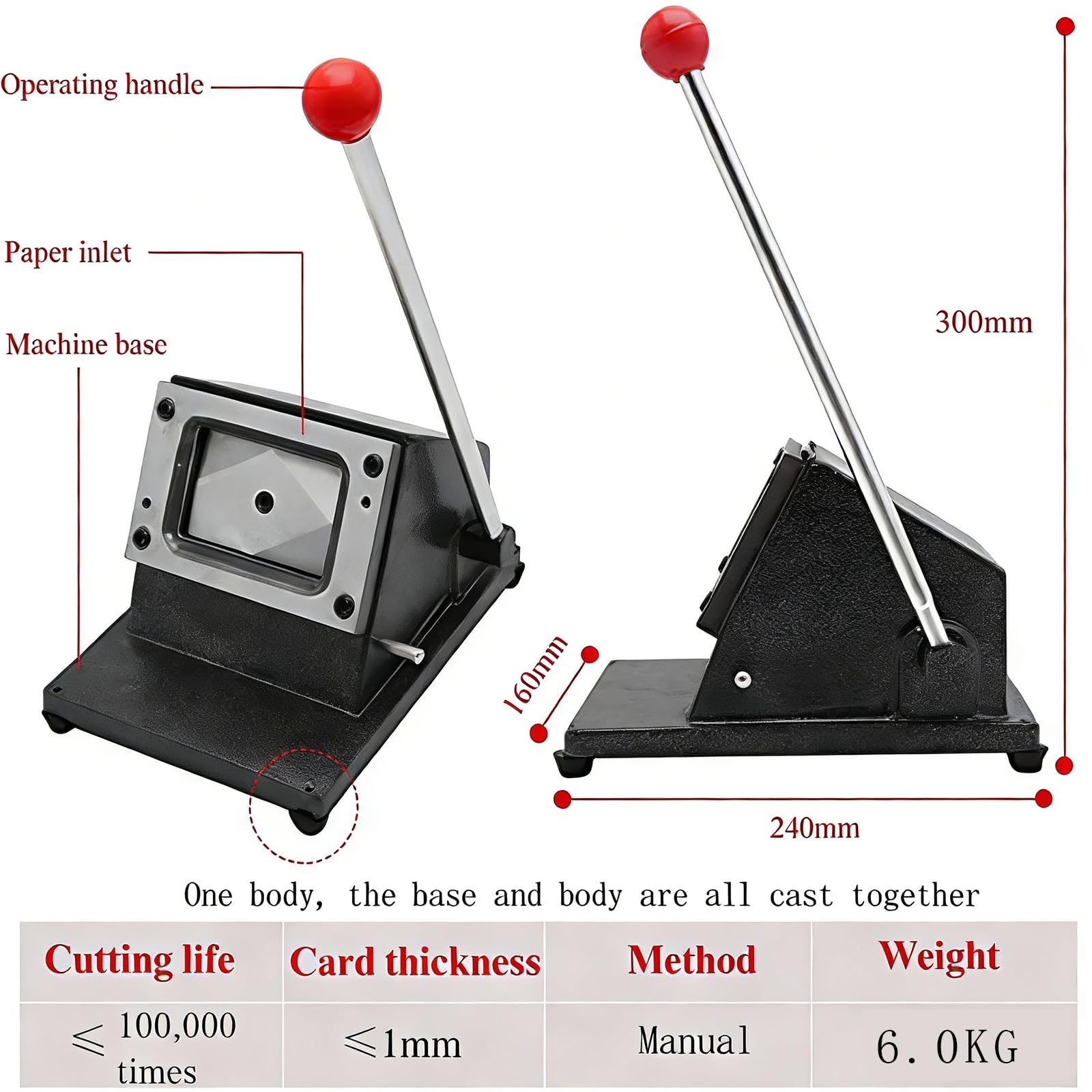 Cortadora Manual de Tarjetas PVC 86×54 mm – Máquina Resistente para Tarjetas de Visita & Acceso, Papel & Materiales PVC