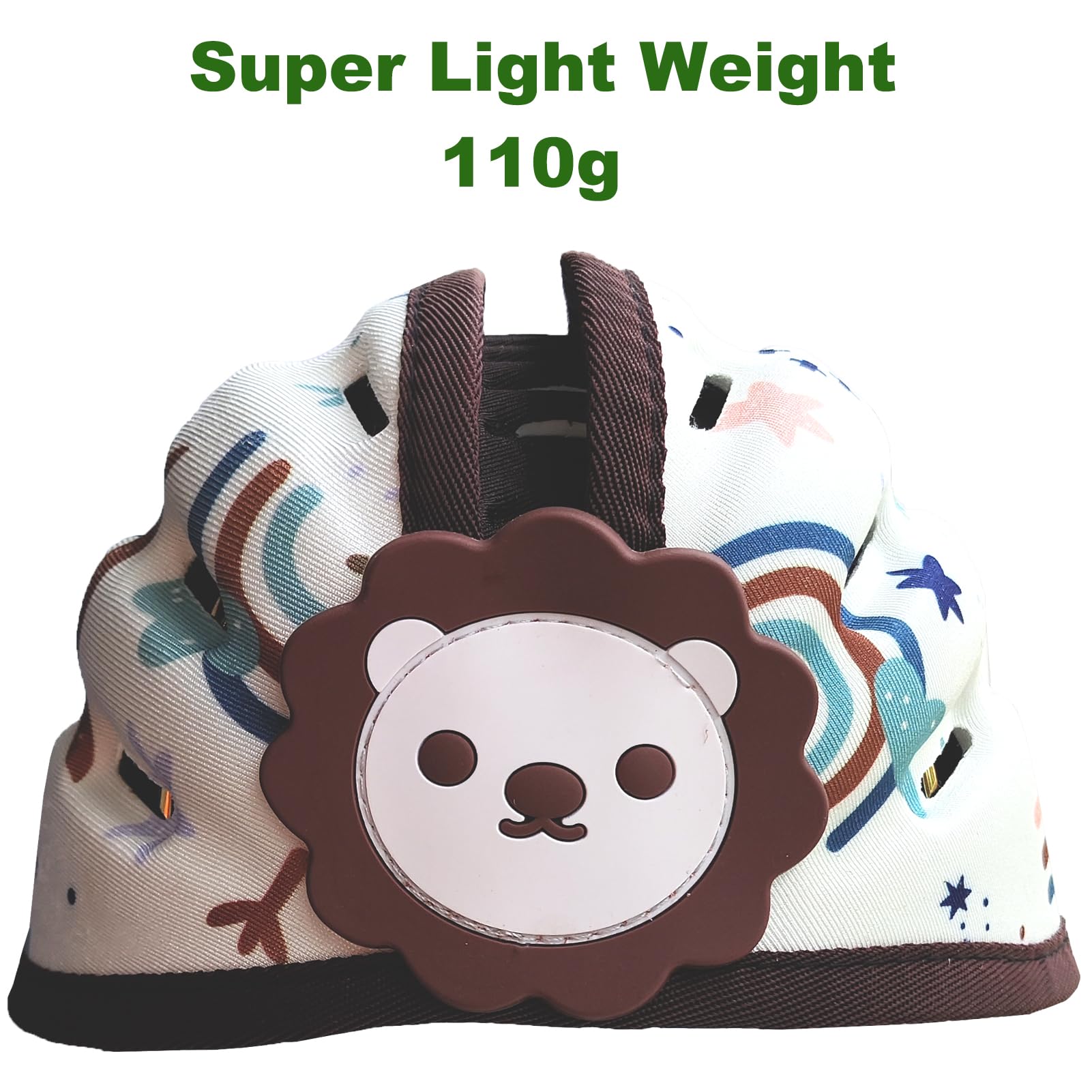 Xeano Baby Helmet, Infant Safety Helmet, Toddler Walking Helmet, Soft Foam Helmet, Protector Cap Adjustable Hat for Walking and Crawling Suit 8-36 Months (Brown Lion)