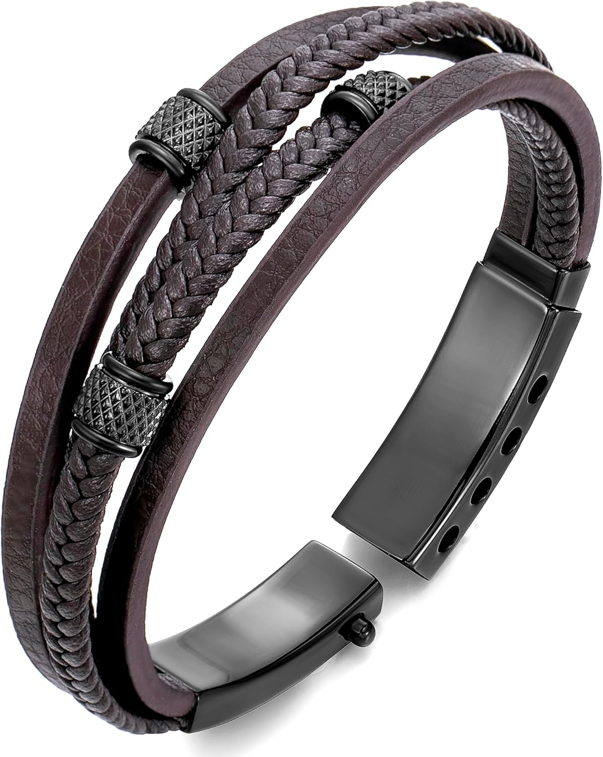 murtoo Mens Bracelet Adjustable Clasp Cuff Multi Strand Wristband for Daily Wear Minimalist Jewelry for Him