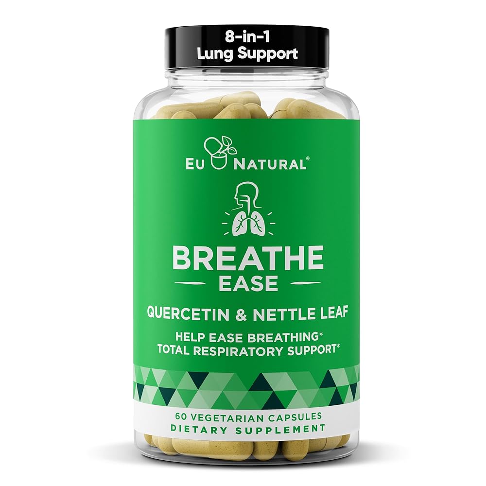 Breathe Inhaler Support Supplement - Sinus, Lungs, Open & Clear Airways - Seasonal Nasal Health, Bronchial Wellness, Healthy Chest - Quercetin, Vitamin D, Bromelain Pills - 60 Vegetarian Soft Capsules