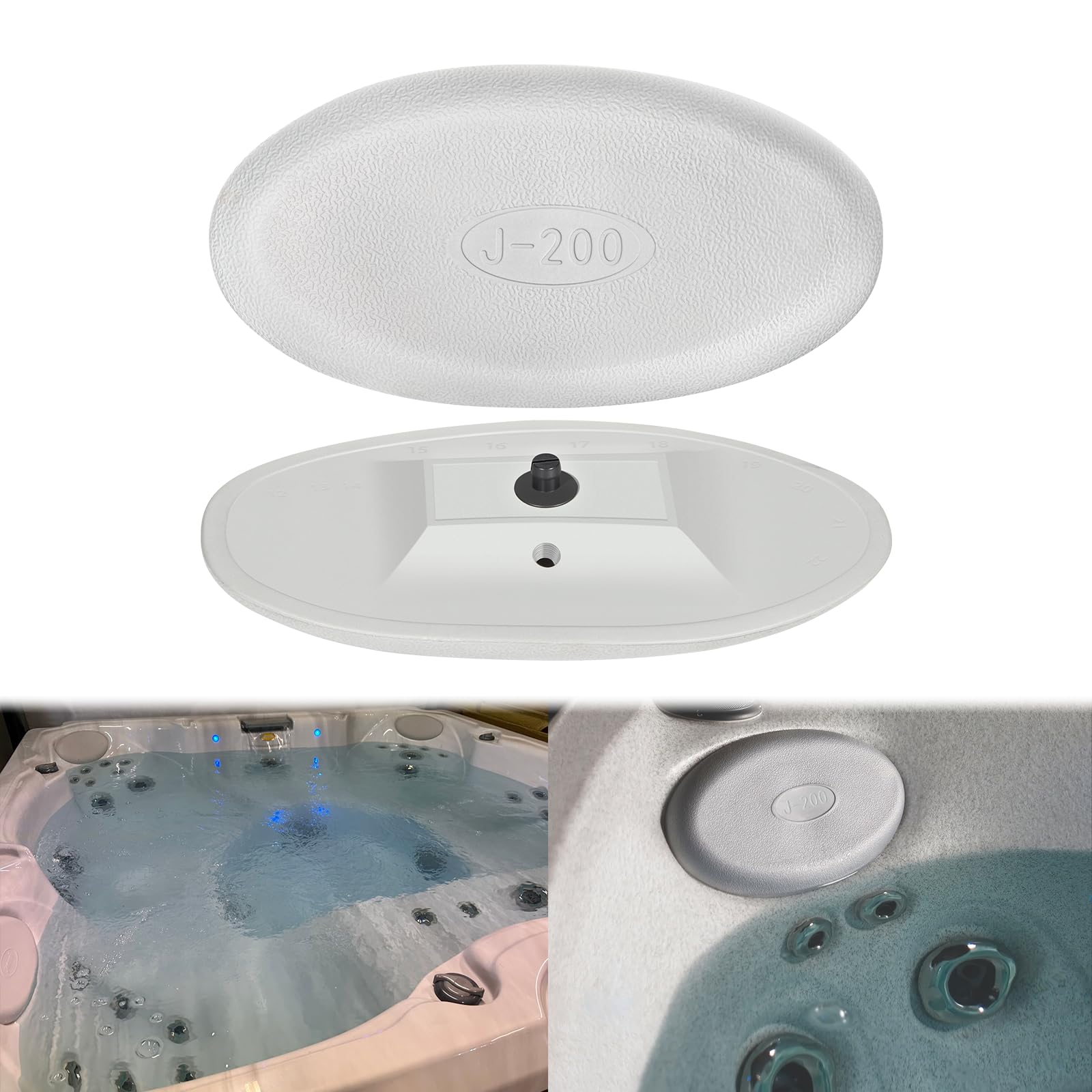 Camoo 2472-828 J-200 Spa Pillow Replacement for 2008 and Newer Jacuzzi J-200 Series Hot Tub Spa Pillow Headrest (1-Pack) - White - PVC Free