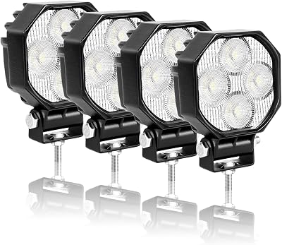 Willpower 4 Pieces 3 inch LED Pods 1500LM Work Light 120 Degree Flood Beam Side Shooter Offroad Lights for Tractor Truck Motorcycle Boat ATV UTV Off-Road Side Rear Back-Up Reverse Lamps