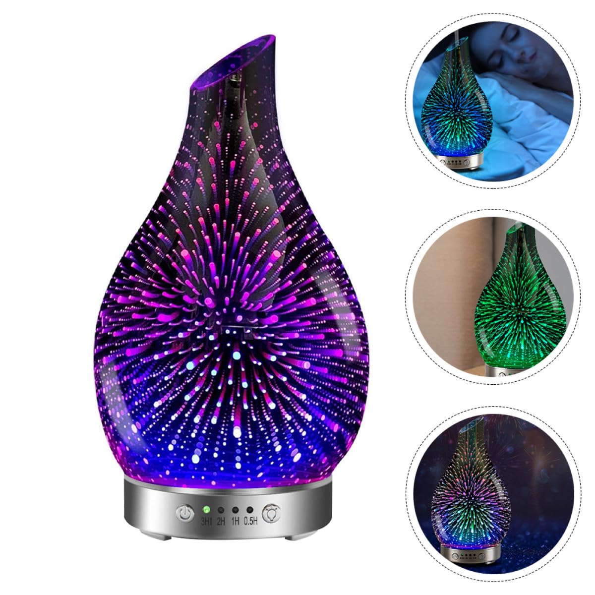 CHILDWEET Humidificador de Reducción de Ruido Tecnología Avanzada Difusor de Aroma de Vidrio Púrpura y Nebulización Suave para Salones de Belleza y Dormitorios