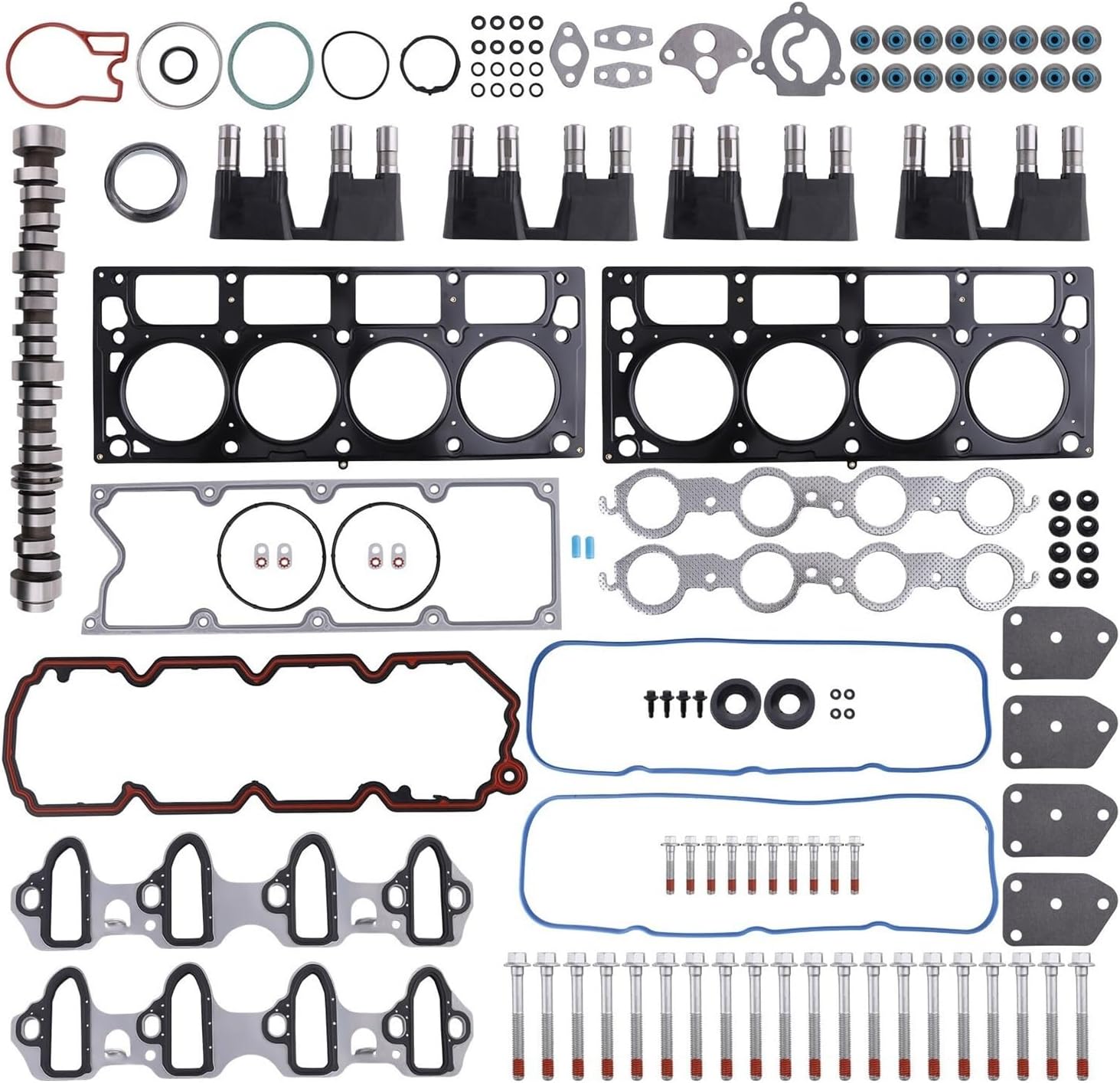 Car Cylinder Gasket Camshaft Hydraulic Lifters Bolts Rebuild Kit For 1500 5.3L V8 2005-2014 Series