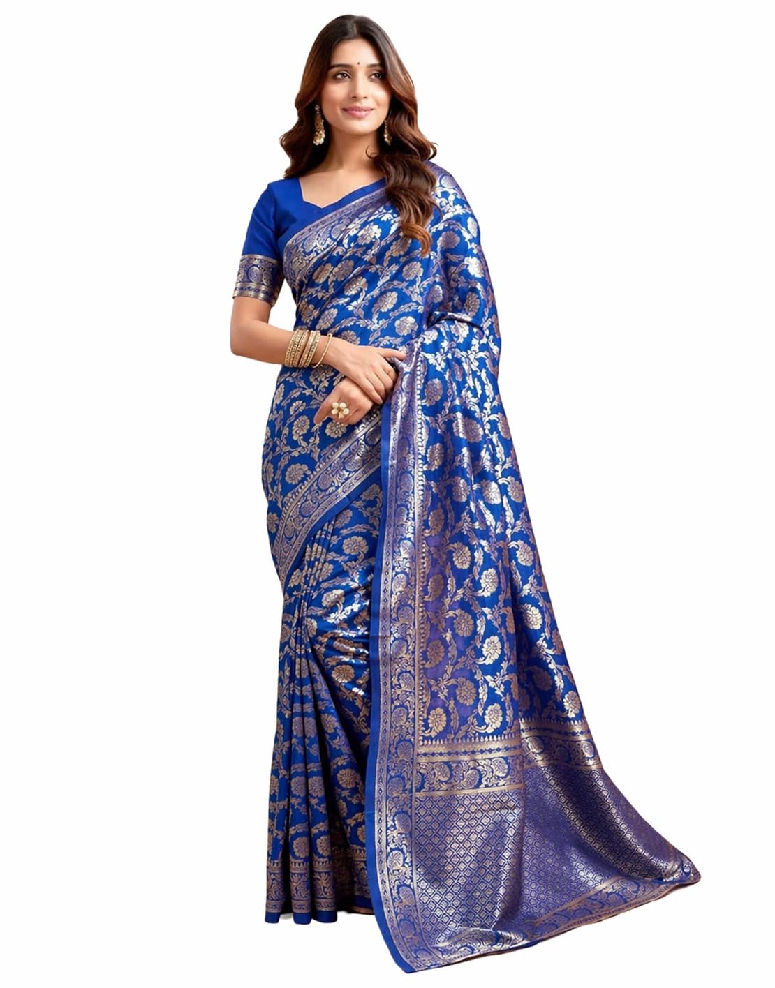 GLOSY Women's Saree | Banarasi Saree for Women | Pure Silk Soft Kanjivaram Saree with Zari Border | Wedding & Function,Fes... - Review, Price and Buying Guide