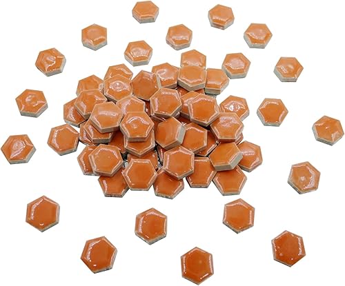 Mosaico hexagonal naranja, piezas de cerámica de mosaico de colores surtidos, azulejos de cerámica para principiantes en mosaicos para