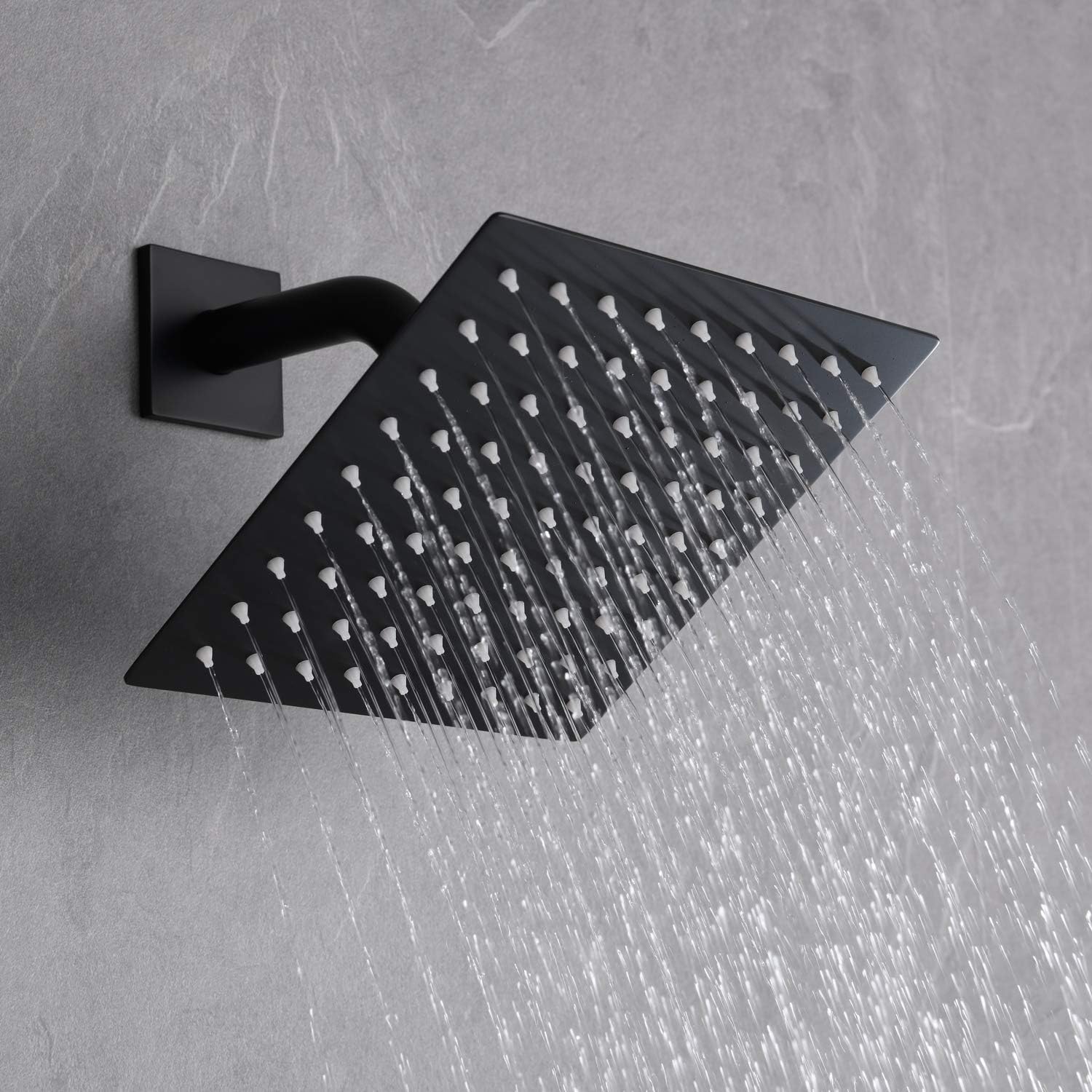 SUMERAIN Bathroom Matte Black Shower Faucet Set 8 Inch Rain shower Head Single Handle Shower Trim Kit with Rough-in Valve