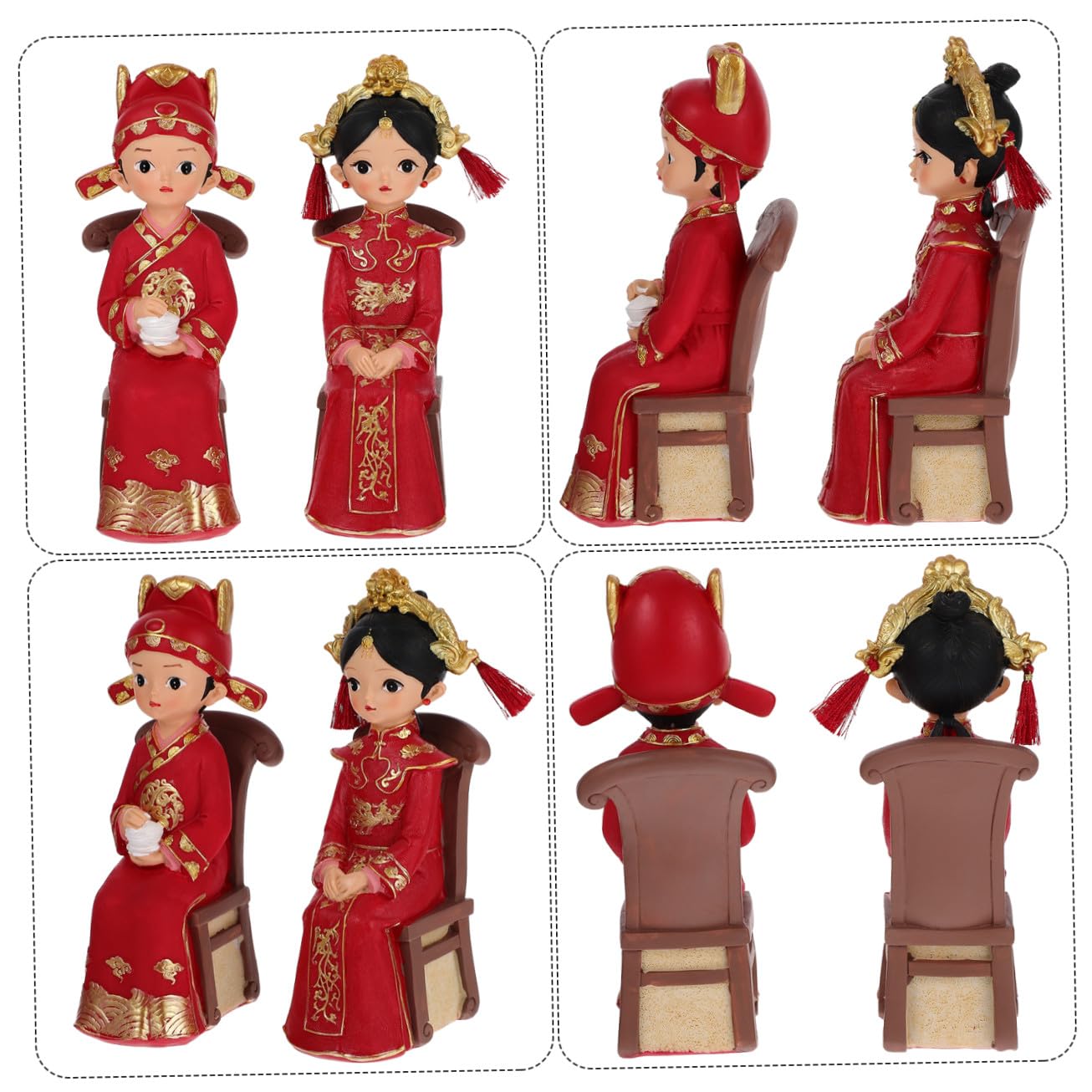 Abaodam Hochzeitspaarfiguren im Traditionellen Chinesischen Stil aus Kunstharz für Dekoration des Hochzeitszimmers Tortendekoration Geschenk für Braut und Bräutigam