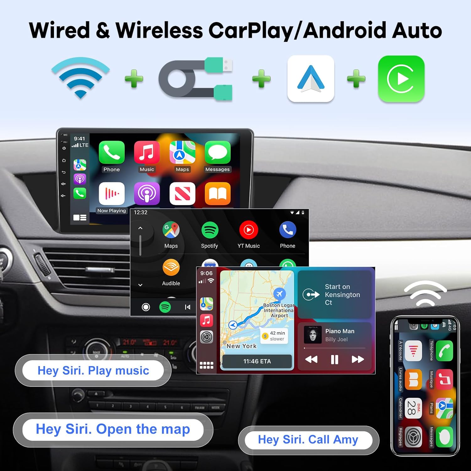 [2G+64G] Car Radio for BMW X1 E84 (2009-2015), 10 inch Touch Screen Android 13 Car Play Stereo, Carplay/Android Auto/EQ Audio/SWC/Bluetooth + AHD Backup Camera