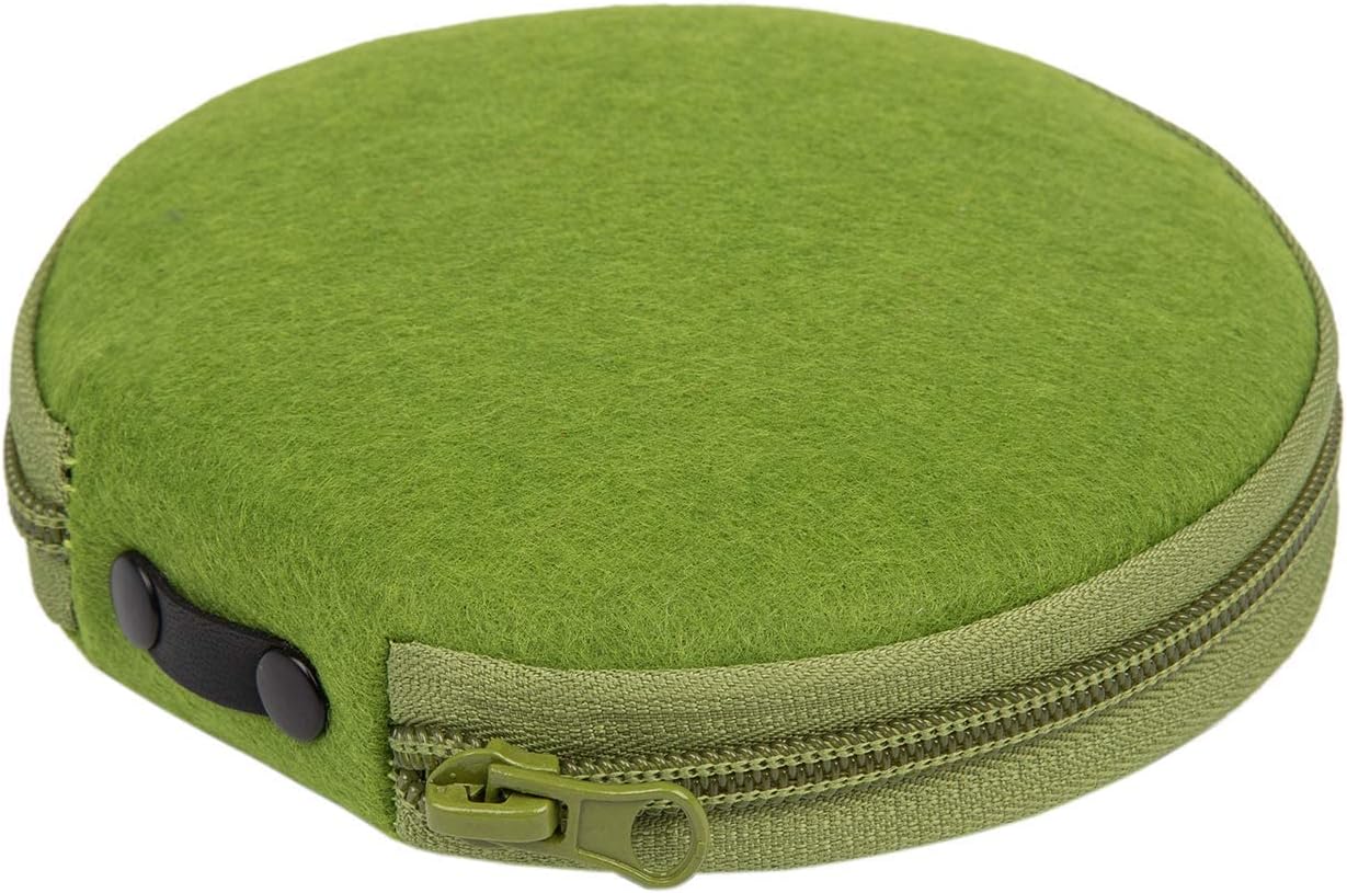 Elezay Small CD Case Round Felt 20 Capacity CD Storage Wallet DVD Disc Holder Green