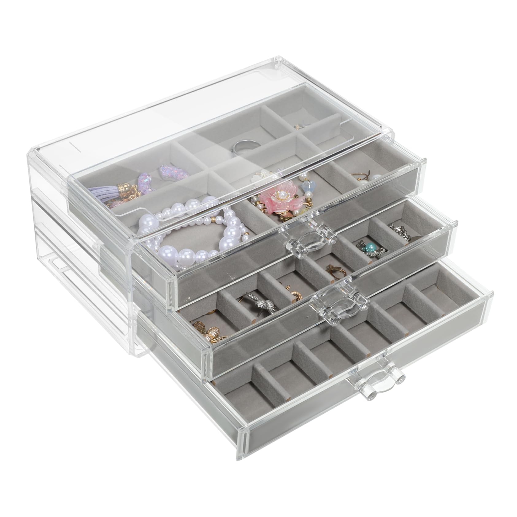 Boîte à bijoux et support boucles d'oreilles avec tiroir de rangement
