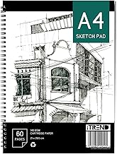iTrend A4 Artist Sketch Book - Spiral Sketchbook - White Cartridge Art Drawing Paper - A4 60 Pages Sketch Pad - 140GSM Cartridge Paper - 21 x 29.5cm
