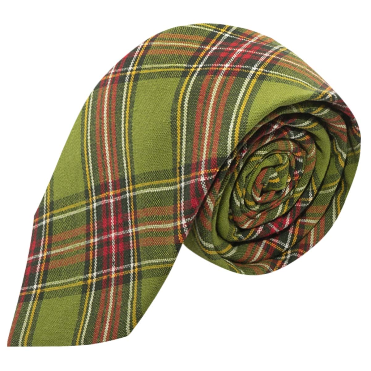 King & Priory Traditional Green Tartan Tie, Check, Plaid
